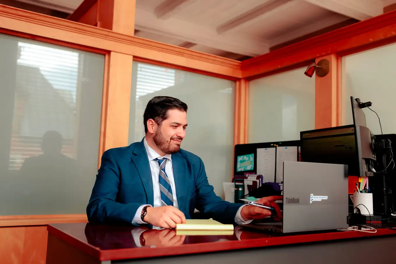 A desk in the firm's heritage Moncton office