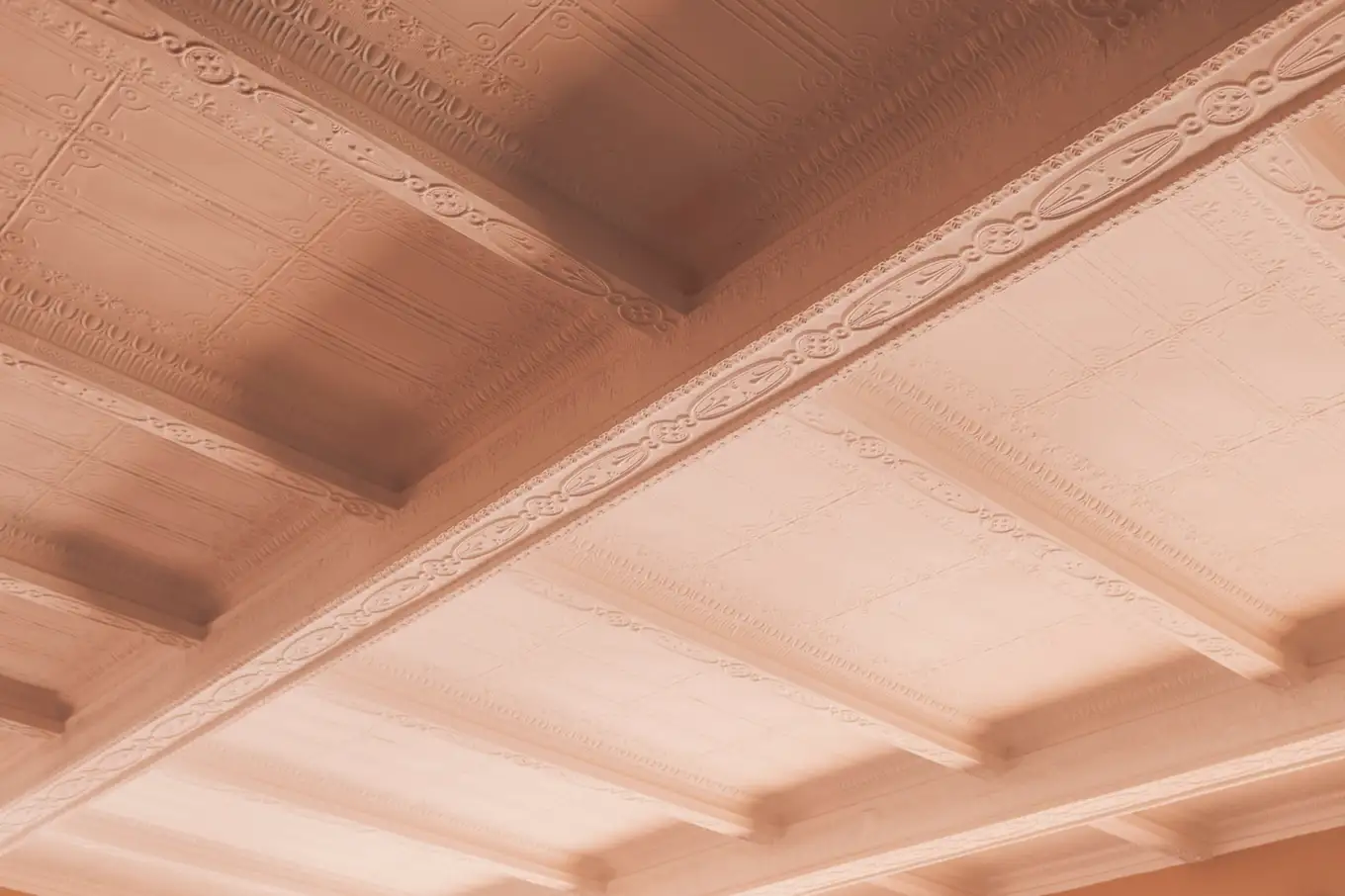 The pressed tin ceiling of the firm's heritage Moncton building