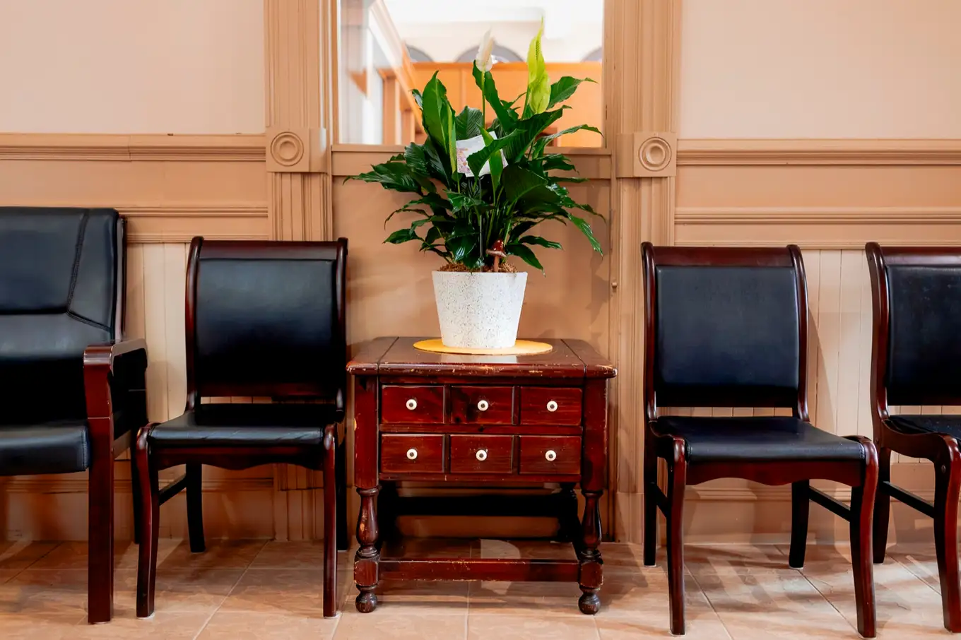 Chairs in the waiting area of the firm's Moncton office